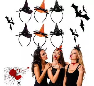 6 Pack De Halloween Diadema Bruja Gorra Hoop Pelo Fantasma