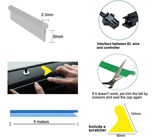 Maxlax - Cable Electroluminiscente Neón 12v Con Pestaña De 1