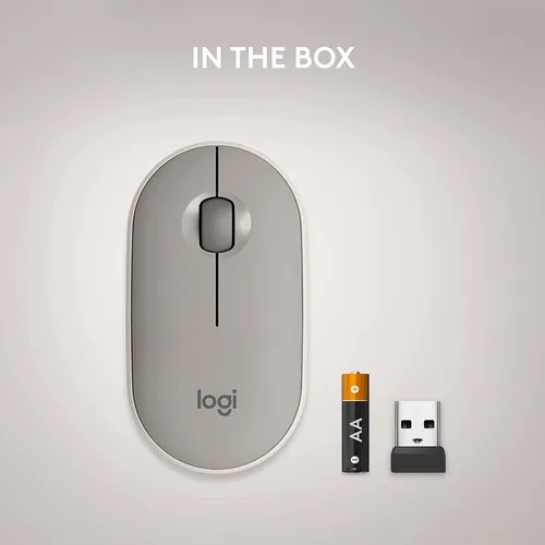 Mouse Wireless Bluetooth Logitech Pebble M350 Grey Milk Color Marrón