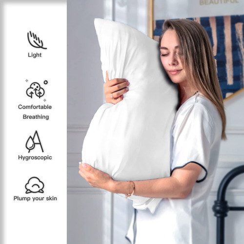 Funda De Almohada De Seda Tamaño Estandar Color Blanco