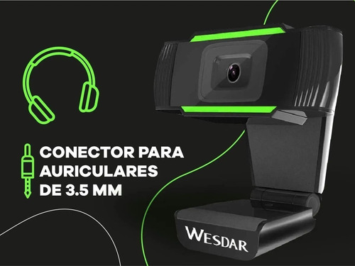 Imagen 6 de 8 de Camara Web Webcam Usb Pc Full Hd 1080p Plug & Play Microfono