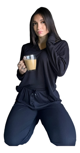 Pijama De Morley De Invierno. Remera Manga Larga Y Pantalón