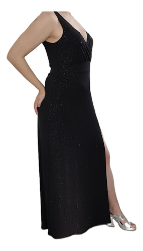 Vestido Negro Largo Con Brillos Gala Noche Fiesta Casamiento