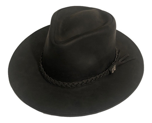 Sombrero Café Oscuro 100% De Cuero Importado Del Ecuador