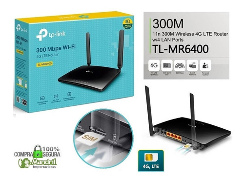 Router 4g Lte Tp-link Wifi Inalámbrico 300mbps Tl-mr6400