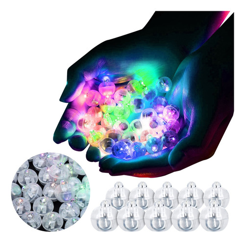 100 Pzs Mini Luces Led Redondas De Globos De Luz De Colores