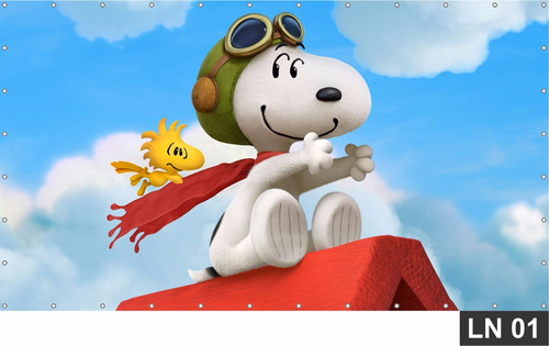 Painel De Festa Aniversário Snoopy 2,00x1,00m Lona 