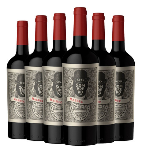 Vino Gran Sombrero Malbec Caja X 6 X 750ml. Huentala