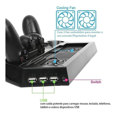 Base Ventilador Compatible Ps4,slim,pro Dobe Tp4-023b