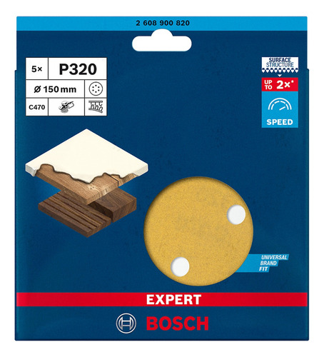 Disco de lija Bosch EXPERT C470; 150mm G320 5 unidades