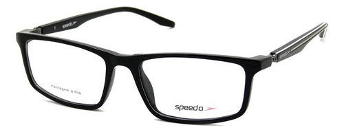 Armação De Óculos Speedo Haste 360 Sp6126i A01 Preto Brilho Tamanho 56