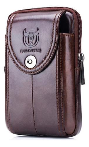 Bolsa De Cintura Masculina De Couro Genuíno Para Celular Ym