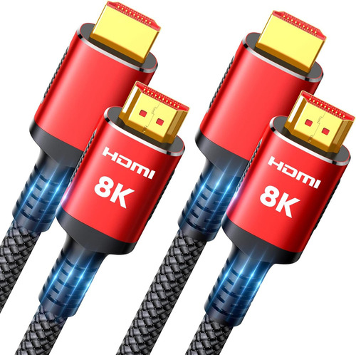 Cable Hdmi Snowkids ,48gbps, 2 En 1, Rojo 4.5 M