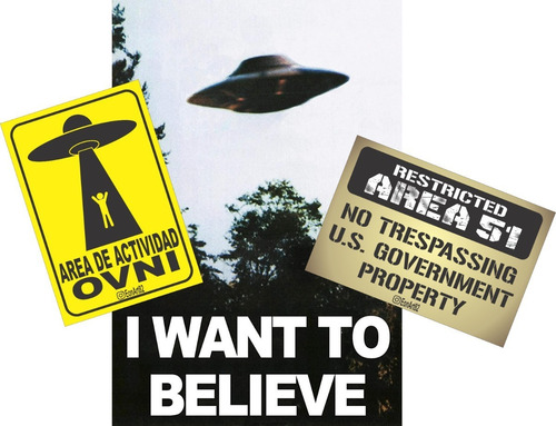 3 Poster Jumbo Y Adhesivo Nuevo Ovni X Files Ufo Area 51 (Usado)
