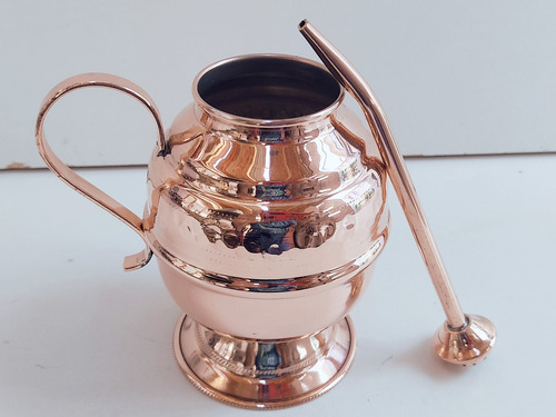 Imagen 2 de 6 de Mate De Cobre 99.99%+ Bombilla De Cobre Artesanía Chilena