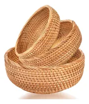 Comprar Cestas De Pan De Ratán Redondo Para Servir Canasta De Frutas
