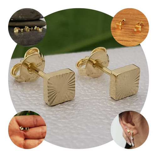 Topos Aretes De Hombre Mujer Unisex Oro 18k Laminado + Caja
