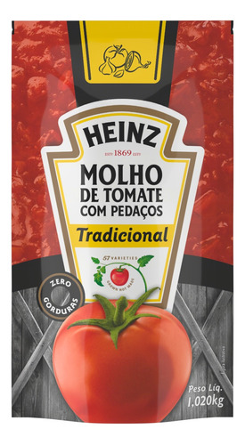 Molho de Tomate Tradicional Heinz Molho de Tomate em sachê 1.02 kg