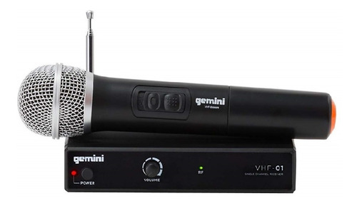 Microfono Inalambrico Gemini Vhf-01m Mano Vocal 177.6mhz Color Negro