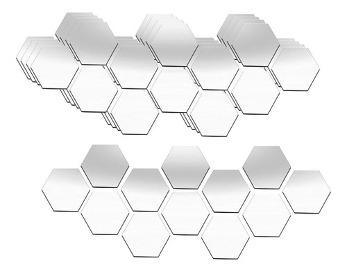 60 Piezas 3d Pegatinas De Pared De Espejo Hexagonal