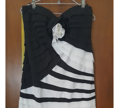 Vestido De Fiesta Corto Mujer Blanco Y Negro Usado