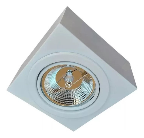Plafon Spot De Sobrepor P/ Marquise Alta Quadrado Ar111 Estrutura Branco 110v/220v