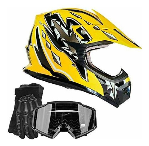 Niños De La Juventud Offroad Gear Combo Casco Guantes Gafas