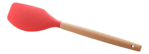 Espátula De Silicone 32cm Com Cabo Em Bambu Vermelha - Lyor Cor Vermelho