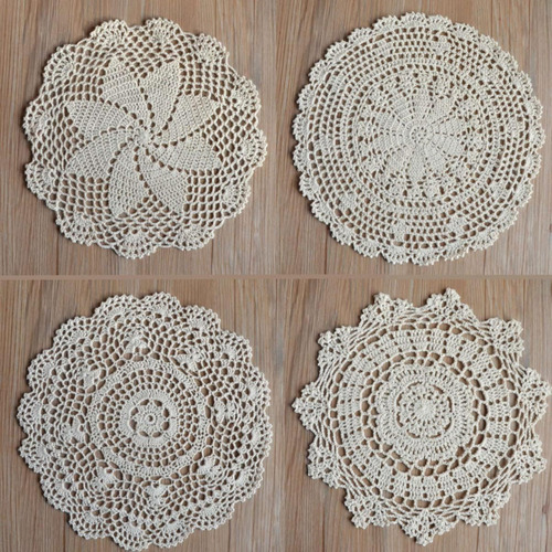 Set De 4 Tapetes Redondos De Crochet 30 Cm Para Mesa
