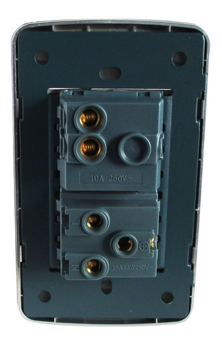 Imagen 6 de 6 de Placa Apagador Sencillo Con Contacto Aterrizado Plata Bpa