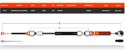 Chicote Nissan Versa Para Caja Velocidades Estándar Año 2020