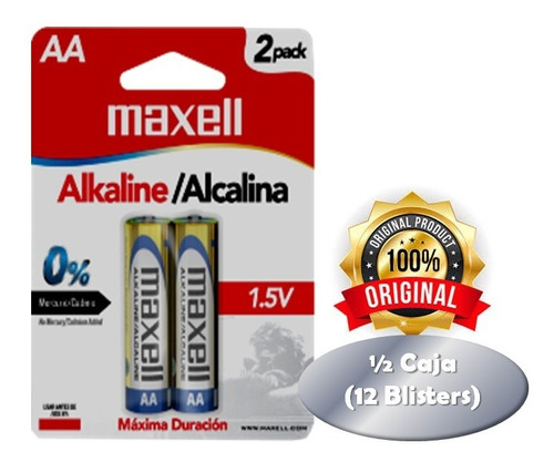 Pilas  Maxell Alcalinas A A  Blister X 2 (pack 12 Blisters)