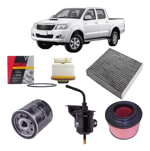 Kit Filtro Wega Hilux Todos 2013 2014 2015 2016 2017 2018