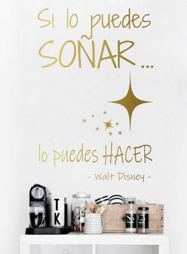 Vinil Decorativo Letras Oro Walt Disney Si Lo Puedes Soñar