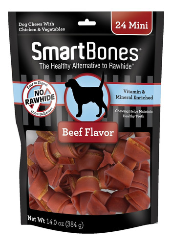 Smartbones Mini Masticables Con Carne De Res Real, 24 Unidad