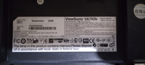 Monitor Viewsonic Va702b  Sin Funcionar