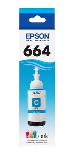 Botella De Tinta Original Epson T664 Cian T664220 Ecotank