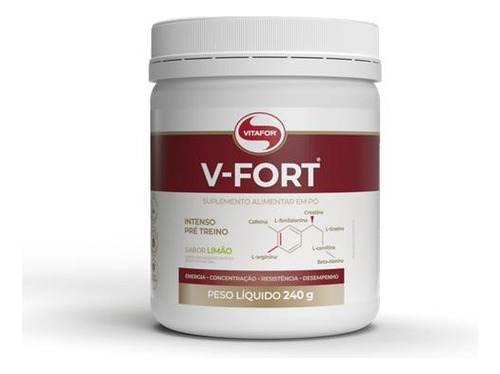 Kit 2x: V-fort Pré Treino Com Creatina Limão Vitafor 240g