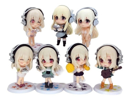 Super Sonico Set Figuras Gasahapones X 7 Pcs Vt-1305