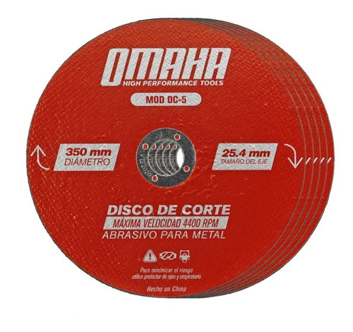 Set 10 Disco De Corte 355 Mm Omaha Metales Sierra Sensitiva