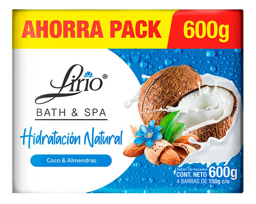 Jabón De Barra Lirio Coco Y Almendras 4 Barras De 150g