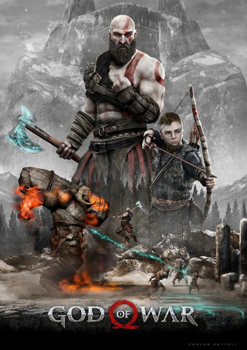 Papel Parede Adesivo Game God Of Wars Novo Kratos -2,50x2,50