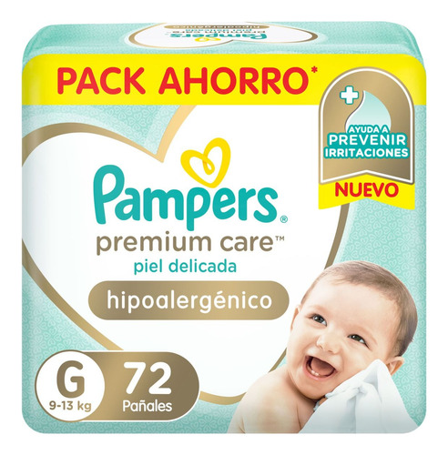 Pampers Premium Care Hipoalergénico Piel Sensible G X 72