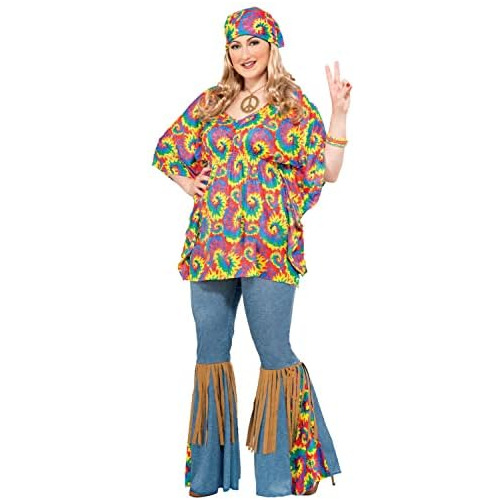 Disfraz De Chica Hippie Talla Grande Mujer Talla Grande