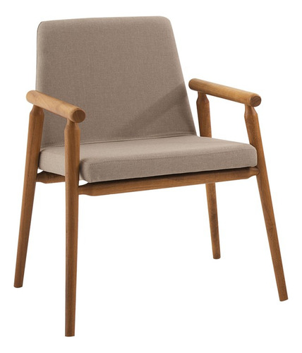 Cadeira Decorativa Base Madeira F56 Linho Bege Dmobiliario Estrutura Da Cadeira Castanho