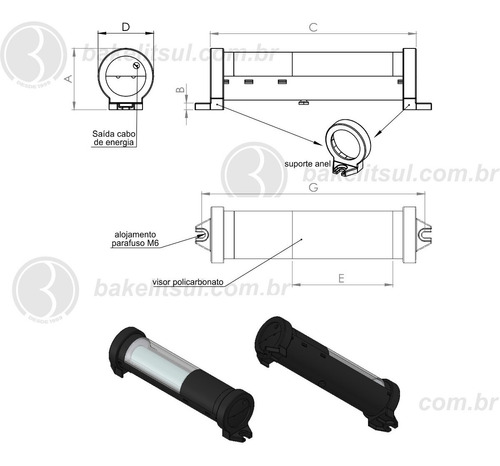 Luminária Industrial Led 8w/240v (1 Peça)