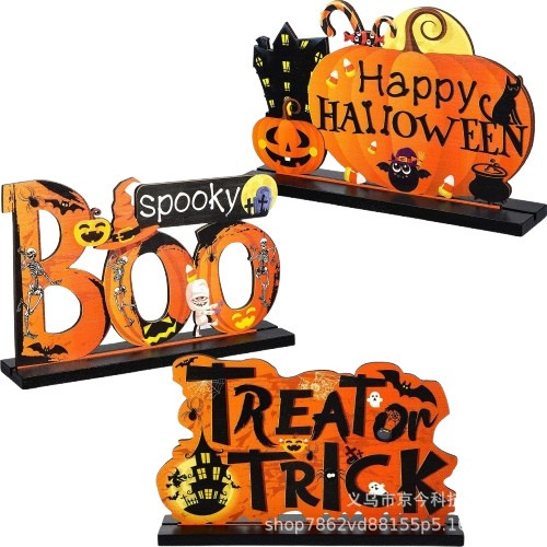 L Decoraciones De Madera Para Mesa De Halloween, Decoración