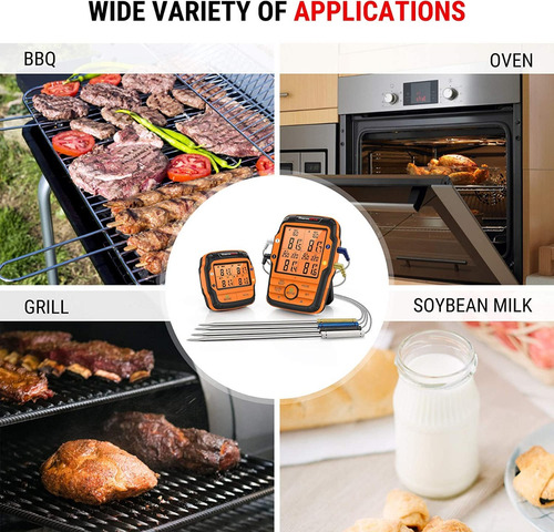 Imagen 7 de 7 de Termometro Inalambrico Thermopro Tp-27 4 Sondas Cocina Carne
