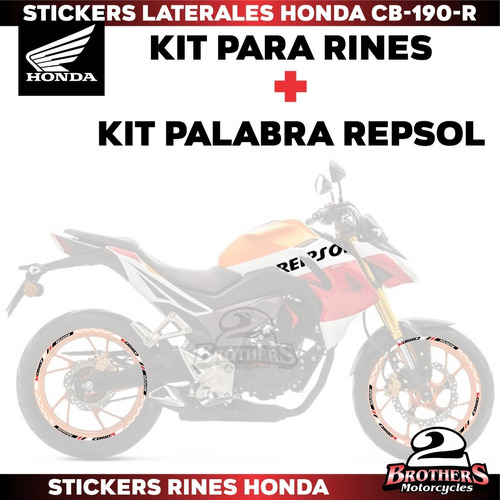 Stickers Rines Reflejantes Más Laterales Repsol Honda Cb190r