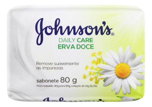 Sabão em barra Johnson's Erva-Doce Daily Care de 80 g